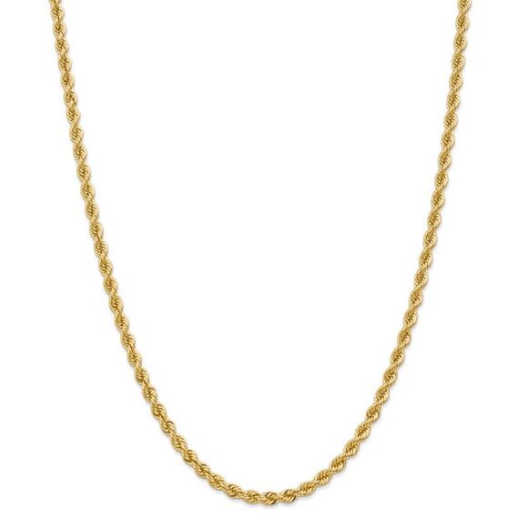 4mm, 14k Yellow Gold, Handmade Solid Rope Chain Necklace, 28 Inch - Picture 2 of 7
